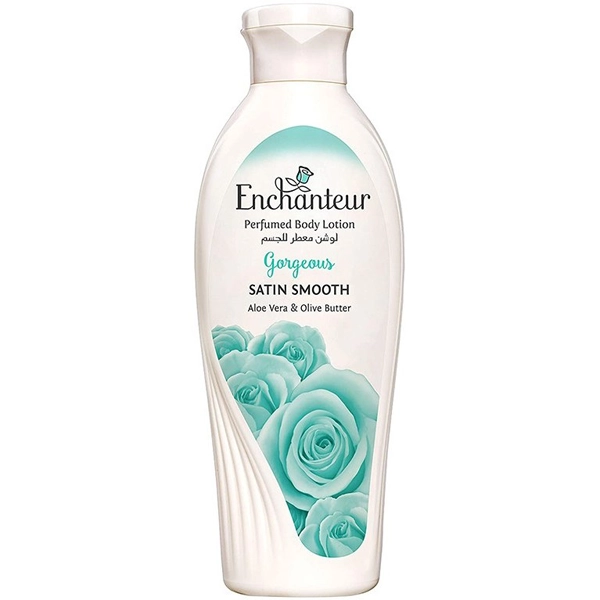 لوسیون بدن انشانتر اصل رز سبز جورجیوس آلوئه ورا و کره زیتو معطر 250 میل | Enchanteur gorgeous Perfumed Body Lotion Aloe vera & Olive Butter 250ml